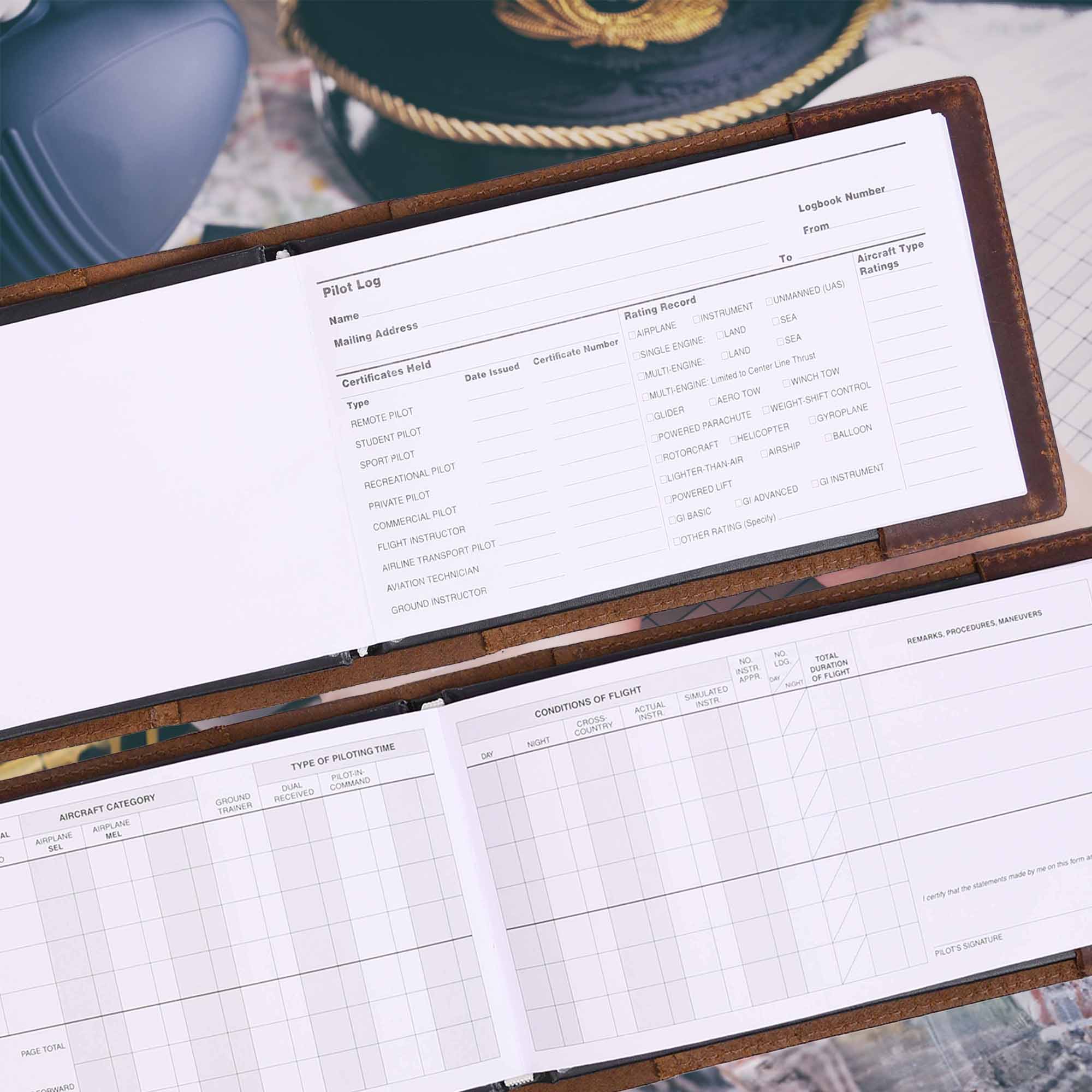 Premium Leather Pilot Log