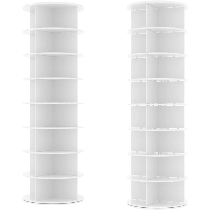 8-Tier 360° Rotating Shoe Rack, 32-Compartment Shoe Tower Organizer & Display Storage – White