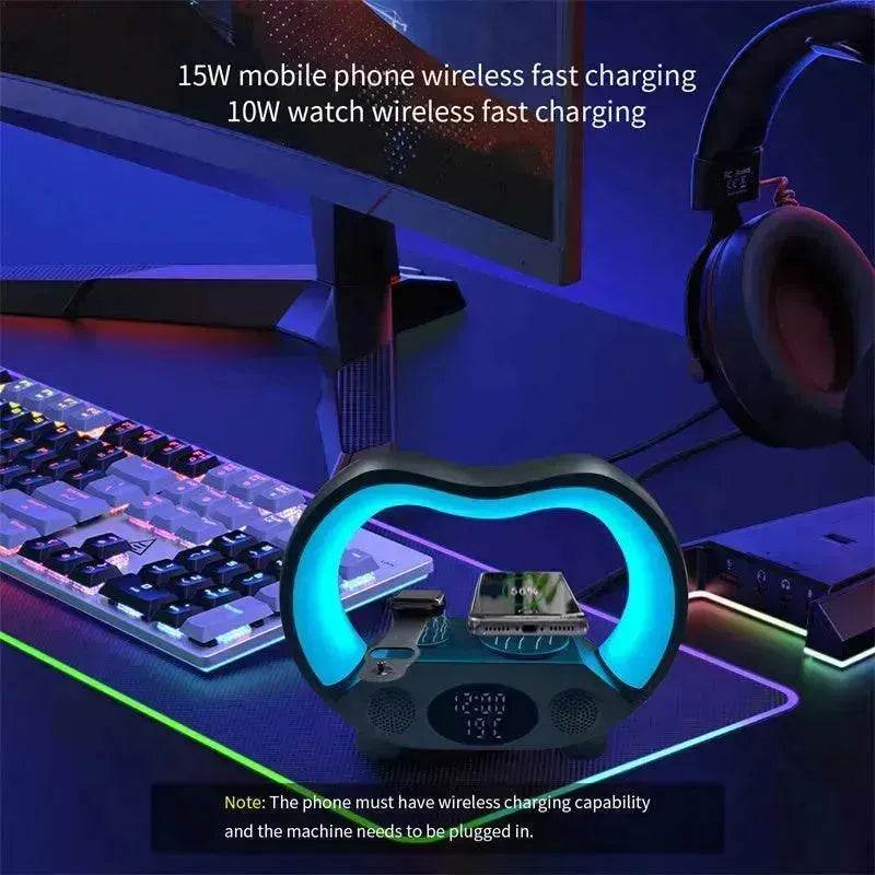 LED Table Lamp Multi-function Wireless Charger Night Light Bluetooth Speaker 