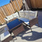 Garden Outdoor 7 PC Lounger Set | Dark Brown Wicker with Beige Cushions, L-Shaped Sofa & Table