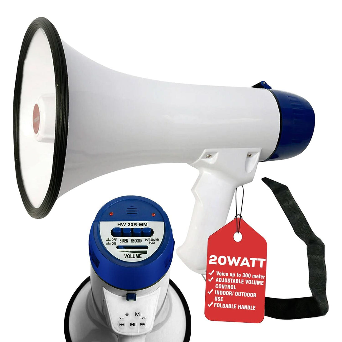 5Core Megaphone Bullhorn Speaker 20W Bull Horn Battery Power Cheer Megafono Loudspeaker