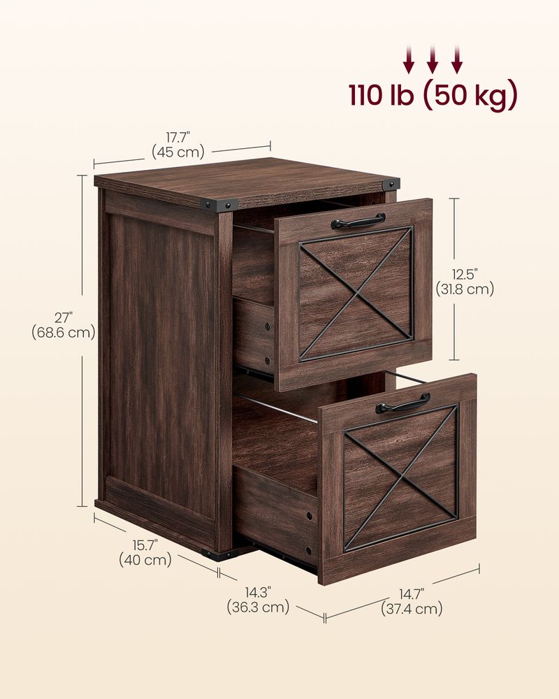 VASAGLE File Cabinet with 2 File Drawers, Fit A4 