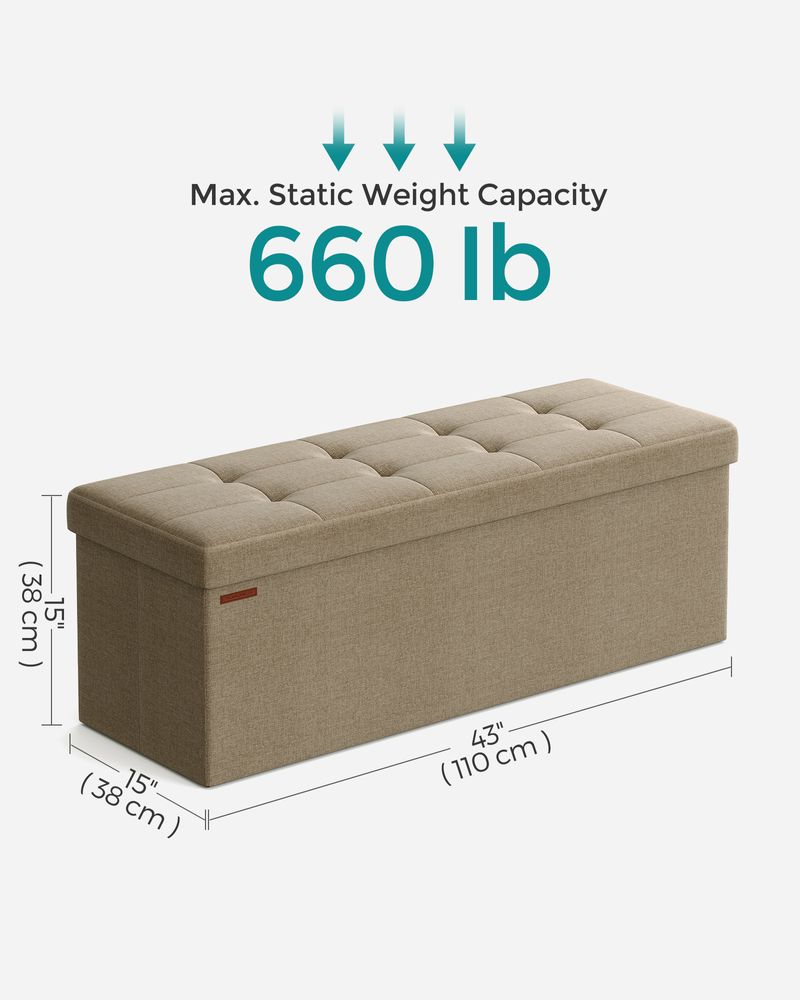 SONGMICS MAZIE Collection 43'' Folding Storage Ottoman Bench 