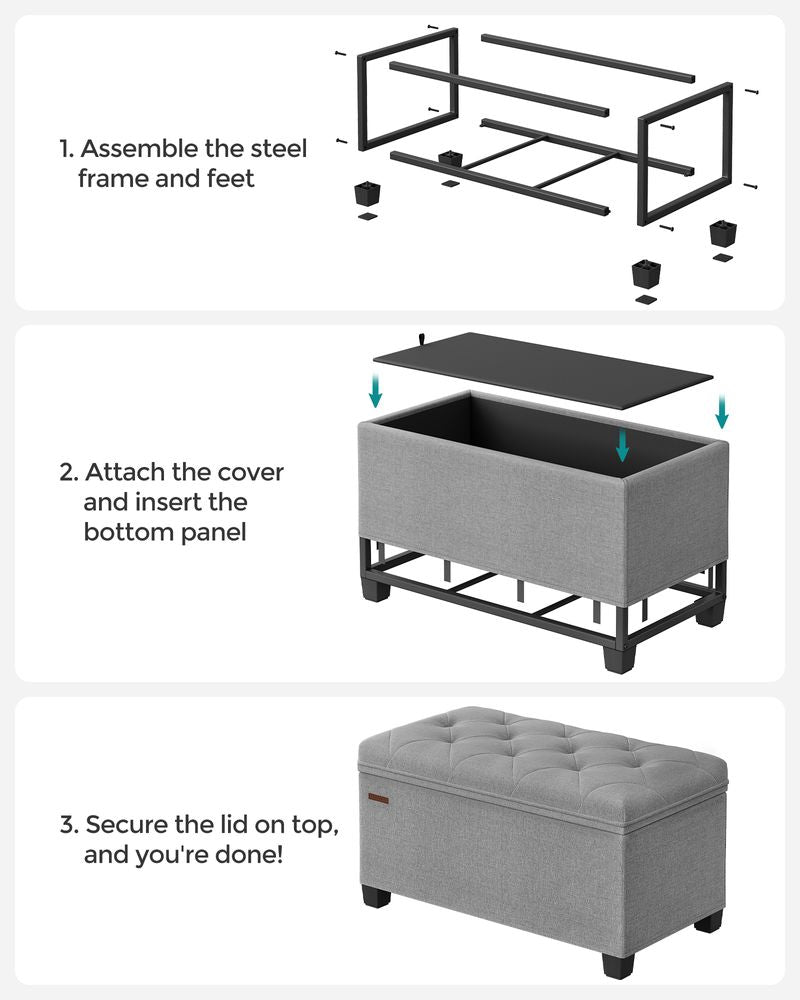 SONGMICS Storage Ottoman Bench with Legs, Load up to 660 lb 