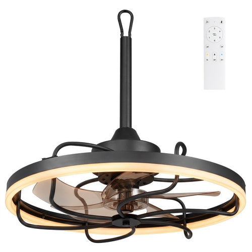 20" Ceiling Fan with Dimmable LED Light, Remote Control, 6 Speeds & Reversible Motor