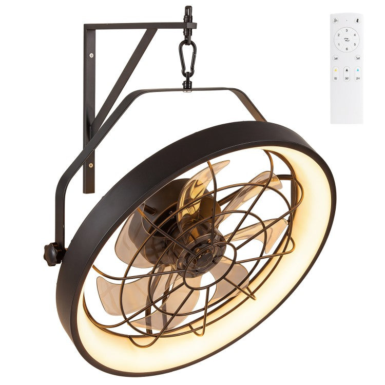 20" Wall Mounted Fan with Dimmable 3CCT LED Light, Remote Control, 6 Speeds & Timer
