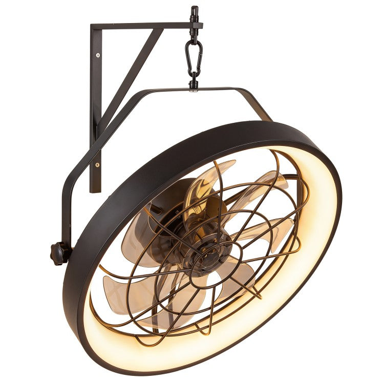 20" Wall Mounted Fan with Dimmable 3CCT LED Light, Remote Control, 6 Speeds & Timer