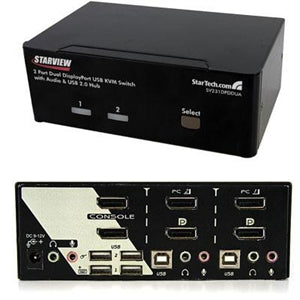 2 Port Dual DisplayPort USB KVM Switch with Audio 