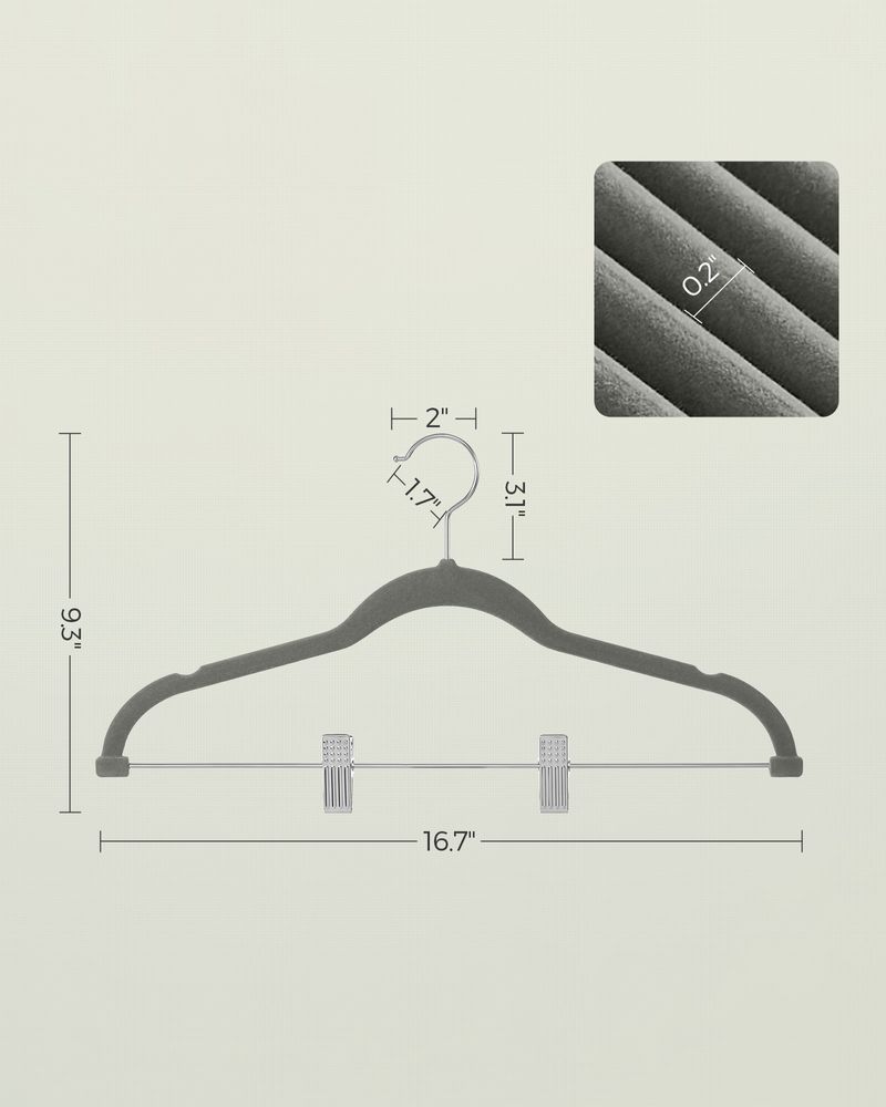 SONGMICS Velvet Pants Hangers with Adjustable Clips 