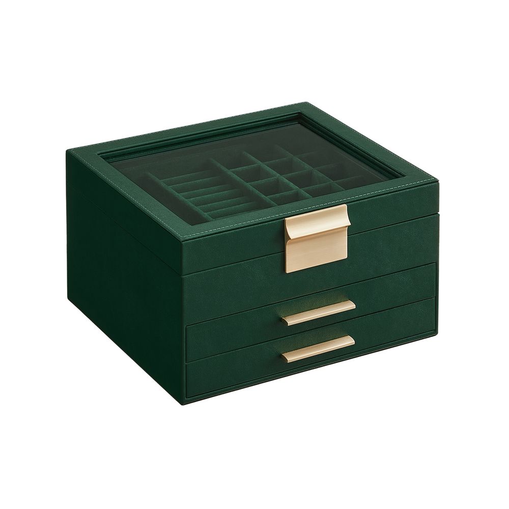 SONGMICS Jewelry Box with Glass Lid 