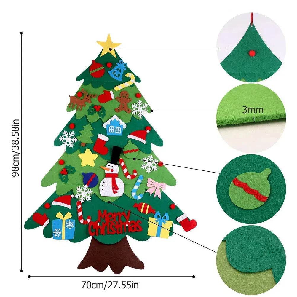 Children's DIY felt Christmas tree with lights 