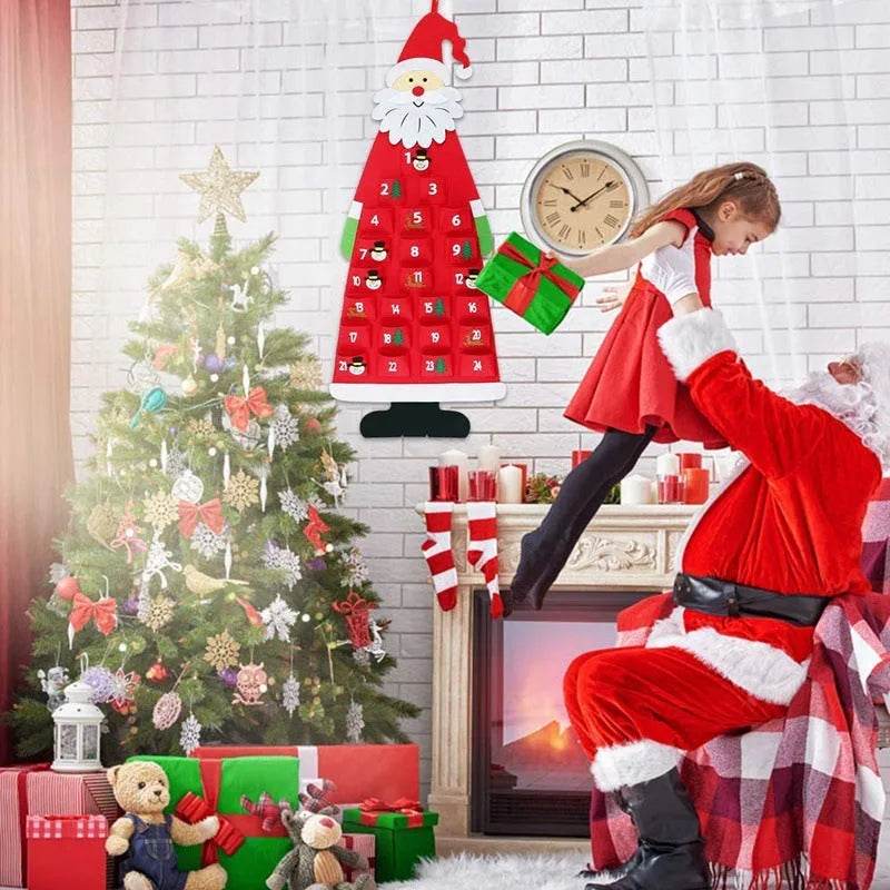 Advent Calendar Fabric Christmas Hanging Pendant Santa Claus Felt Ornaments DIY Advent Calendars Christma Decoration Christmas 