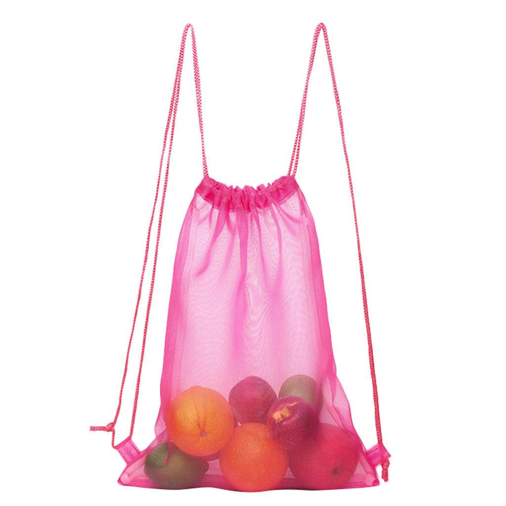 Reusable Shopping Bags Mesh Drawstring Transparent Handbag 