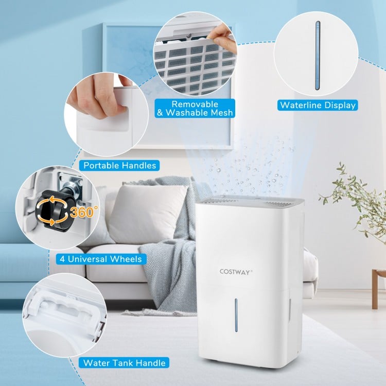 65 Pints Dehumidifier with 24H Timer and LED Display-White