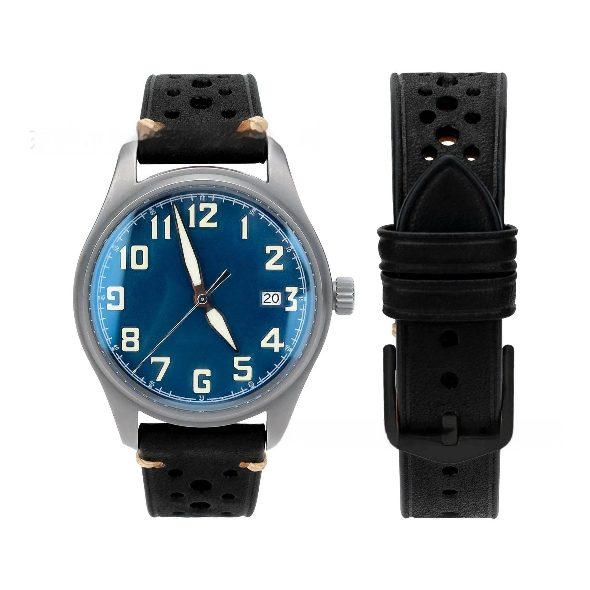 20mm Watch First Layer Cow Leather Watch Strap Retro Comfort 