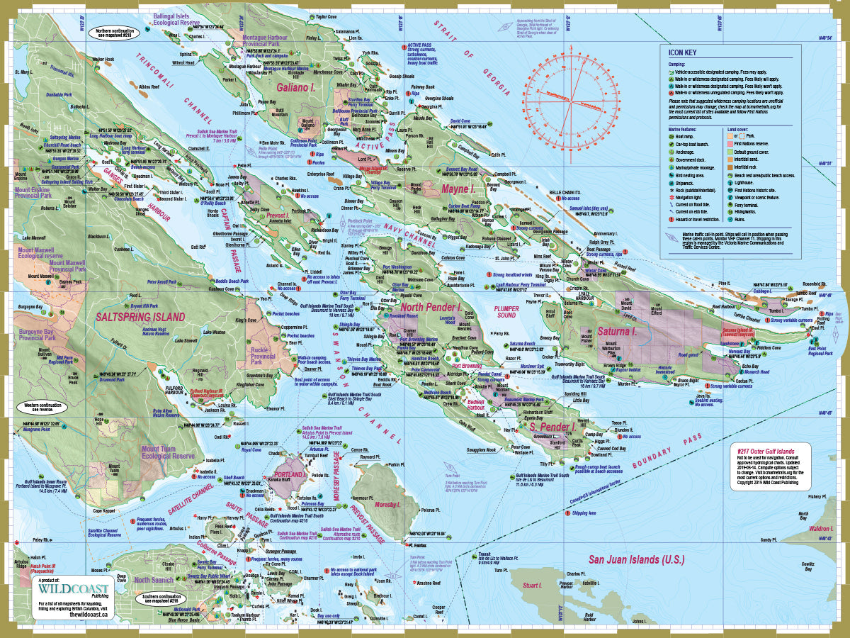 217 Outer Gulf Islands Kayaking and Boating Map 