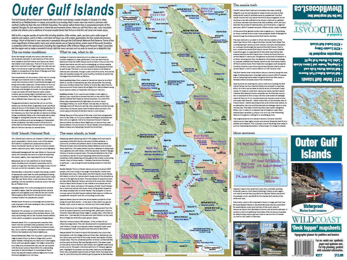 217 Outer Gulf Islands Kayaking and Boating Map 