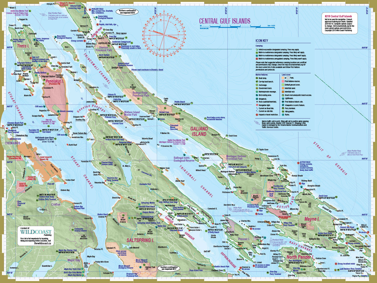218 Central Gulf Islands Kayaking and Boating Map 