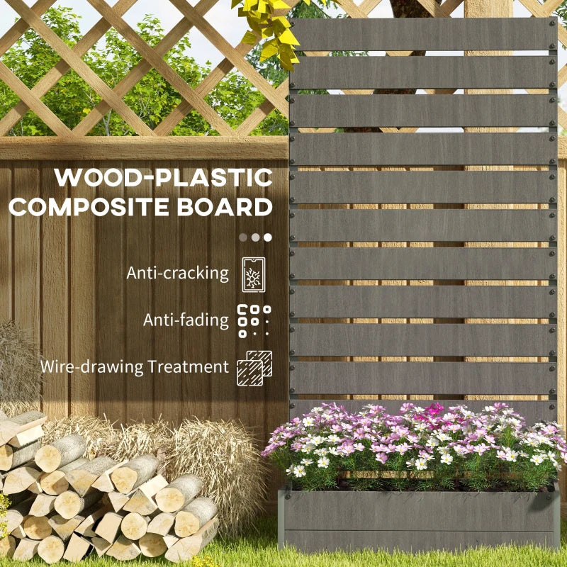 Trellis Planter for Climbing Plants, Raised Garden Bed with Trellis, Planter Box for Outdoor Garden, Dark Grey