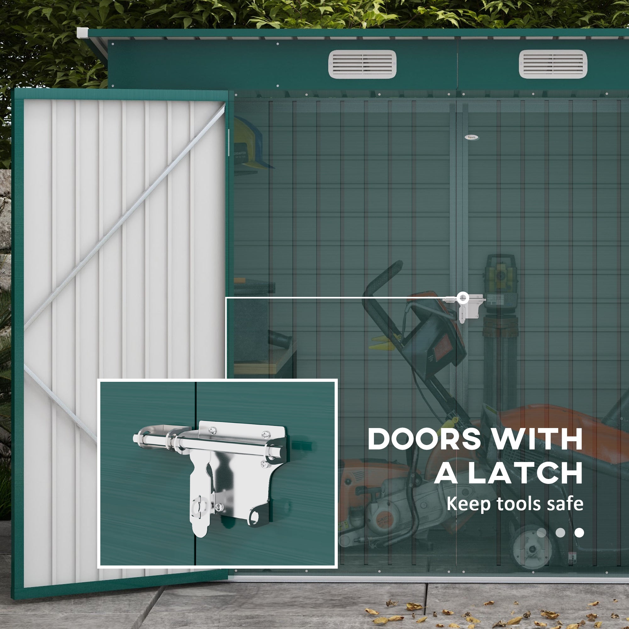 Outsunny 8 x 4FT Galvanized Garden Storage Shed, Metal Outdoor Shed with Double Doors and 2 Vents, Green 