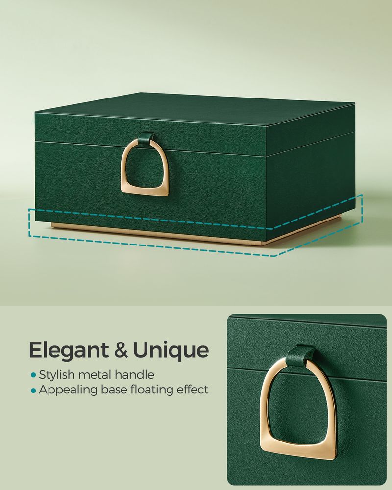 SONGMICS 2-Layer Jewelry Box with Handle and Removable Jewelry Tray 