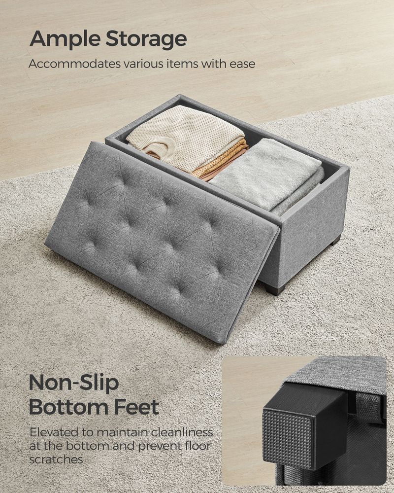 SONGMICS Storage Ottoman Bench with Legs, Load up to 660 lb 