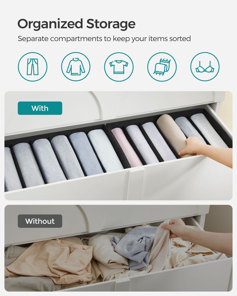 SONGMICS Wardrobe Clothes Organizer with 6 Grids 