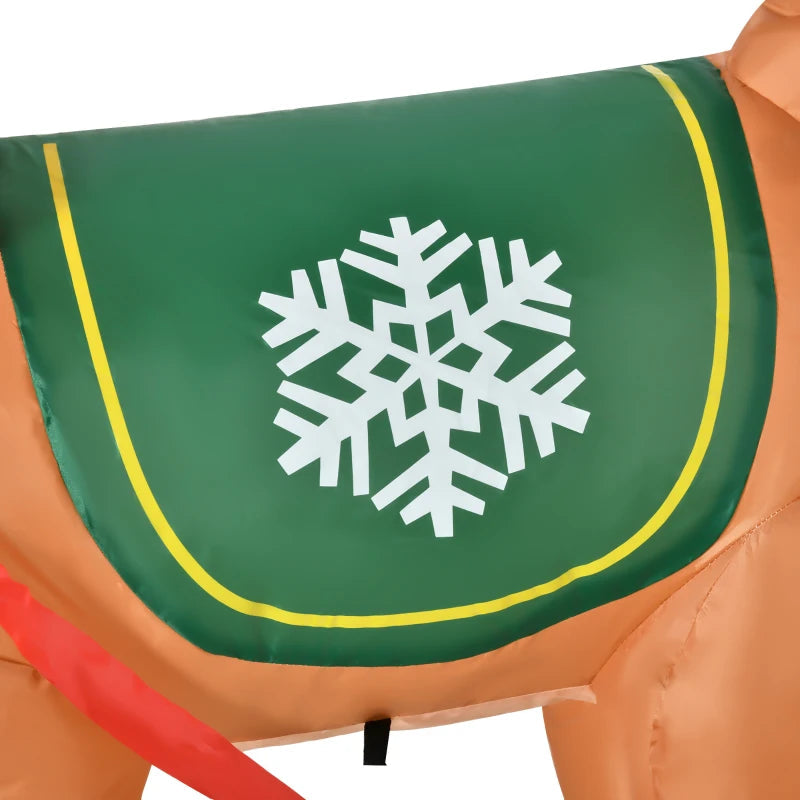 HOMCOM 4.5FT Inflatable Christmas Decoration with Santa Sleigh & 3 Reindeer, Outdoor Blow Up with LED Lights 