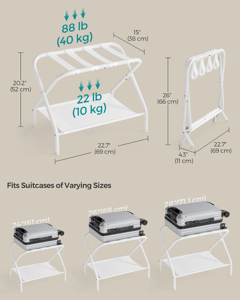 SONGMICS Black Foldable Luggage Rack 