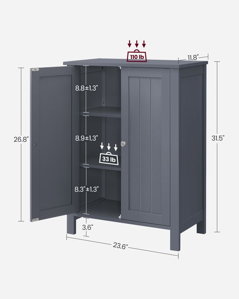 VASAGLE Bathroom Storage Unit with 2 Adjustable Shelves 
