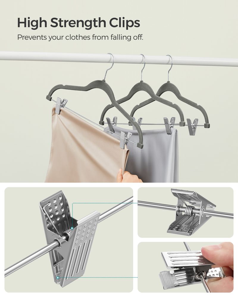 SONGMICS Velvet Pants Hangers with Adjustable Clips 