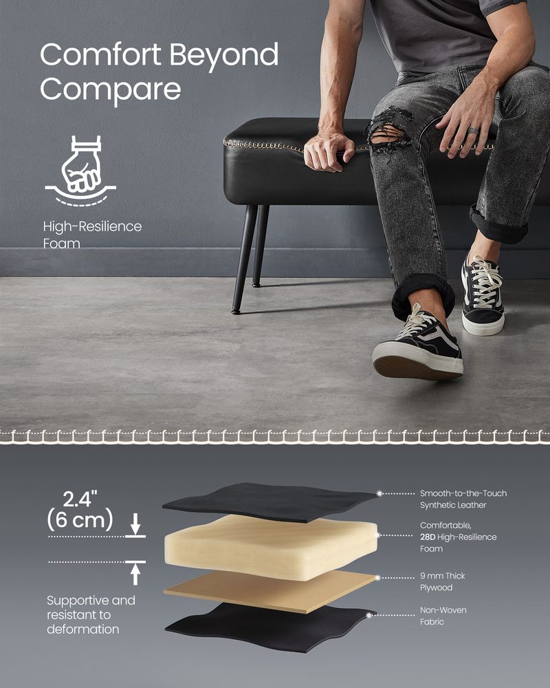 VASAGLE EKHO Collection - Ottoman Bench with Steel Legs 