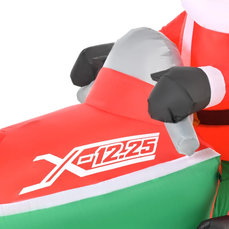 HOMCOM 5.2FT Inflatable Christmas Santa Claus on Snowmobile, LED Lighted Blow Up Decoration for Indoor & Outdoor Holiday Display 