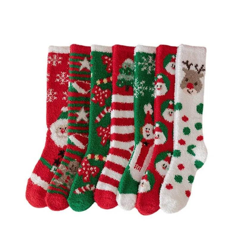 Coral Fleece Stockings Cartoon Thermal Christmas Room Socks 