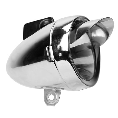 Vintage Bicycle Front Headlight Retro Metal Chrome Silver Shell Bright Bike LED Light Night Riding Safety Cycling Fog Light Headlamp with Bracket 