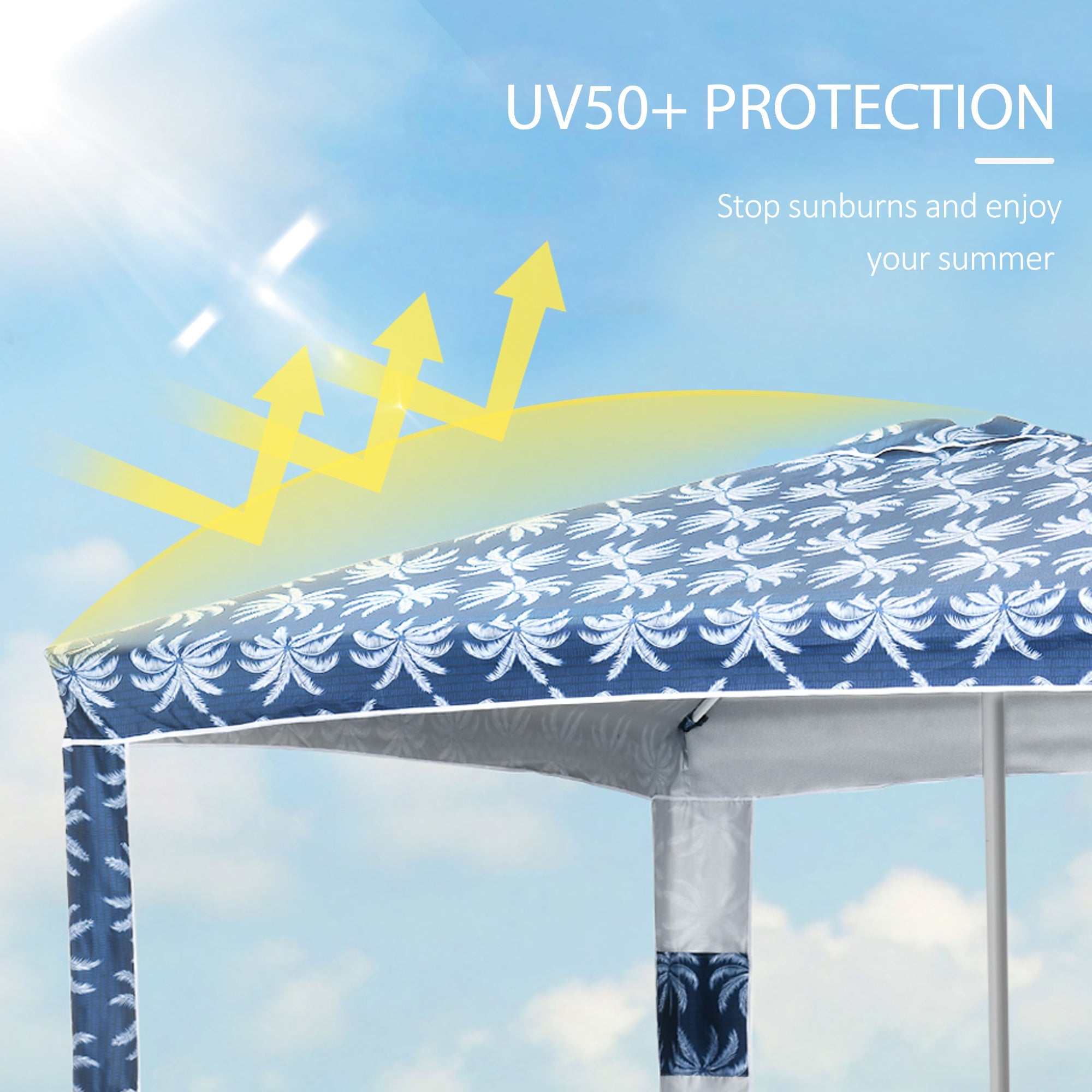 Outsunny Beach Umbrella, 6.5' Easy-Assembly Sun-Shade Shelter with Sandbags and Carry Bag, Cool UV50+, Dark Blue 
