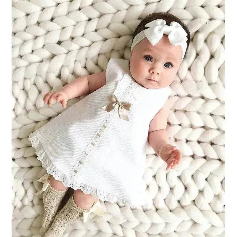 Girls baby sleeveless bow skirt Dress Christening Dress Baby girl Dress Baptism Gown 