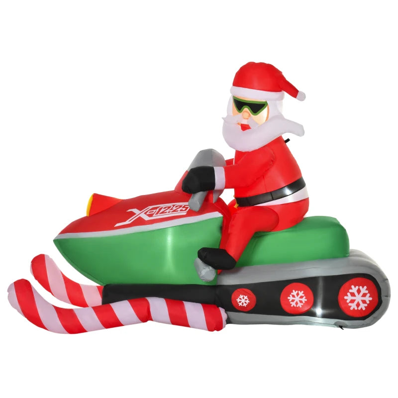 HOMCOM 5.2FT Inflatable Christmas Santa Claus on Snowmobile, LED Lighted Blow Up Decoration for Indoor & Outdoor Holiday Display 