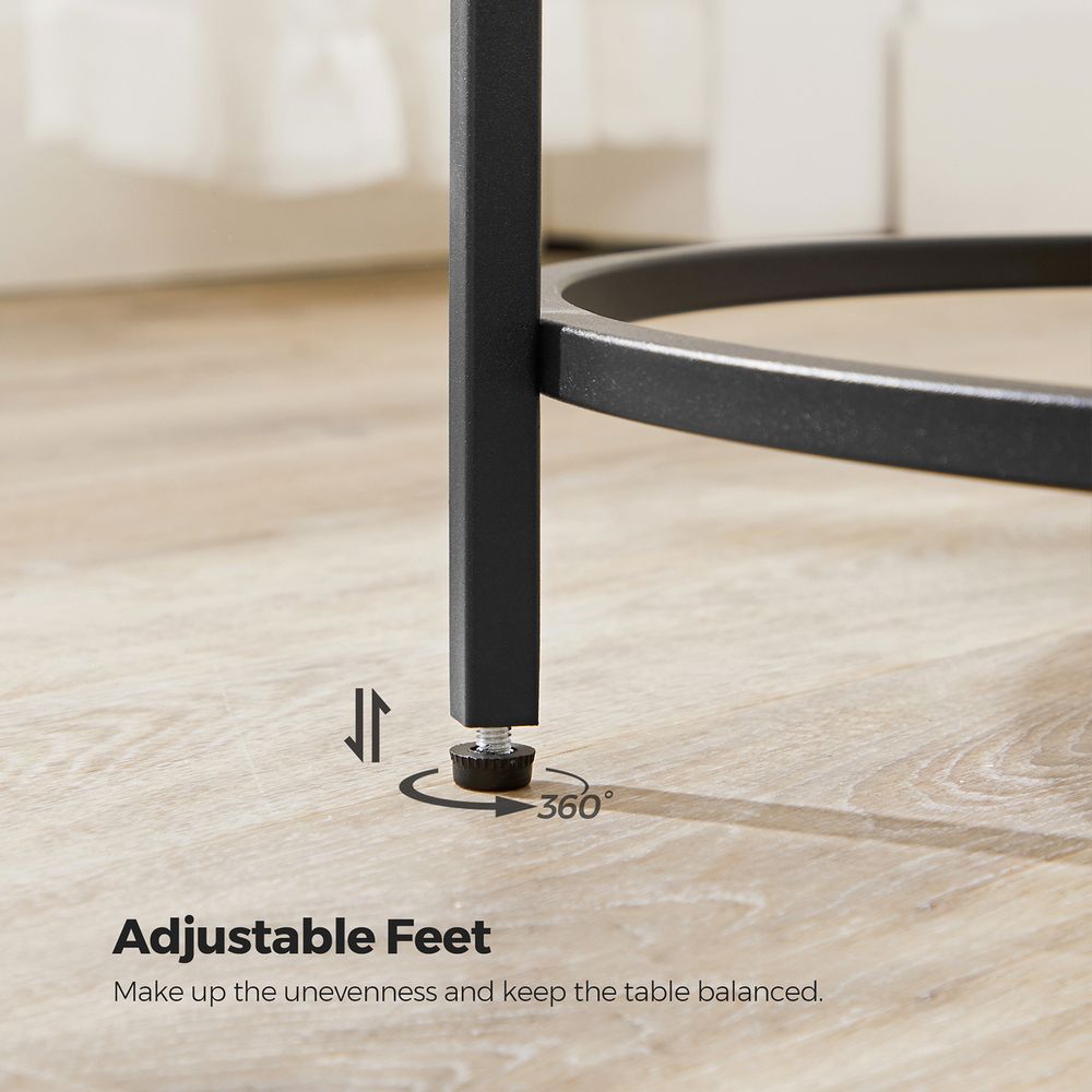 VASAGLE Glass Round Side Table with Metal Frame 