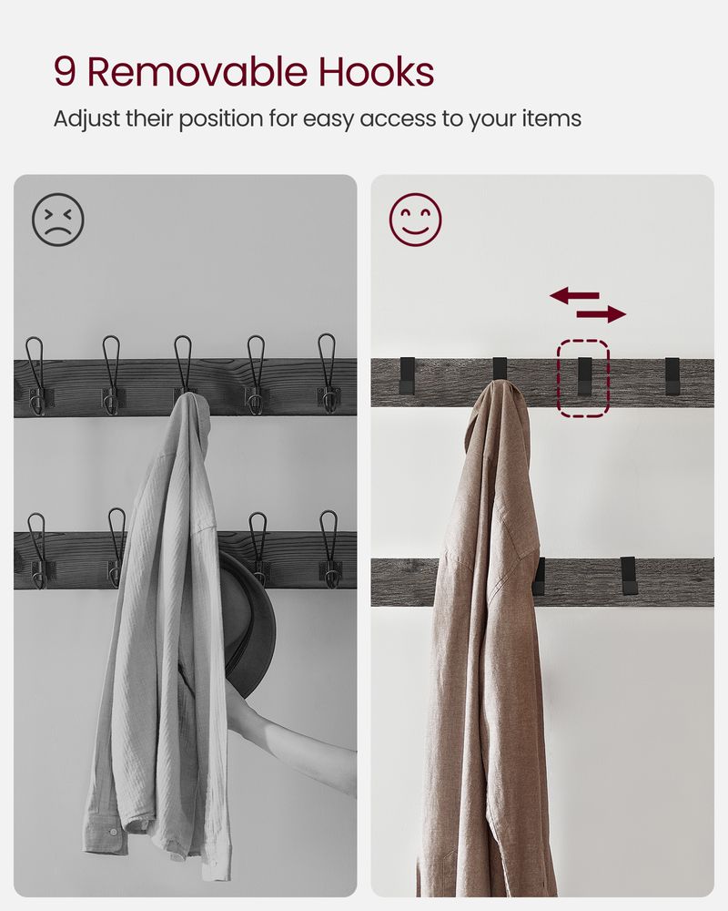 VASAGLE Industrial Coat Rack with Bench for Entryway 