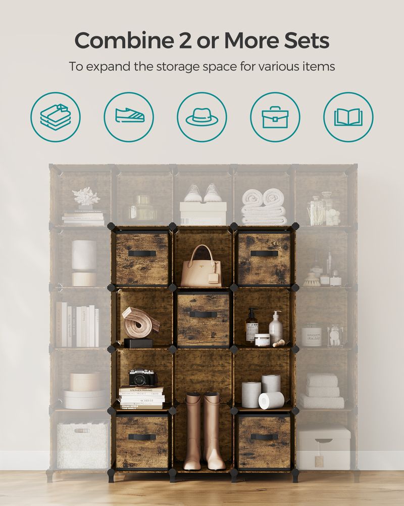 SONGMICS Cube Storage Organizer with Storage Boxes, Set of 6 