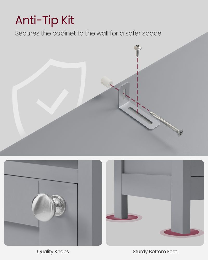 VASAGLE Tall Bathroom Cabinet with Lights 