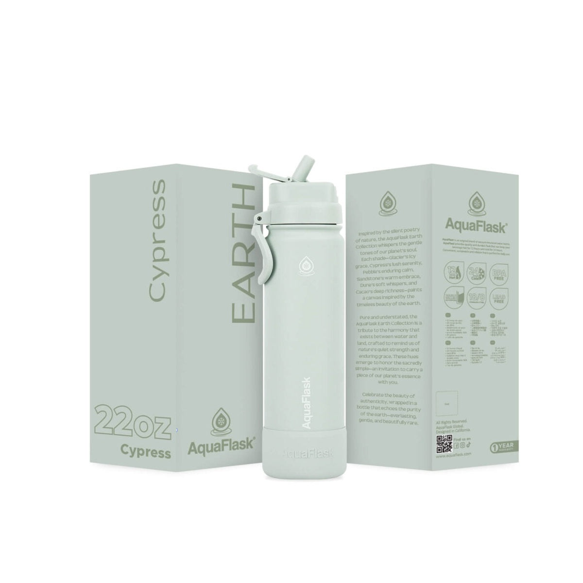 AquaFlask Earth Collection 22oz Stainless Steel Water Bottle – Insulated, Hot 12hrs Cold 24hrs 