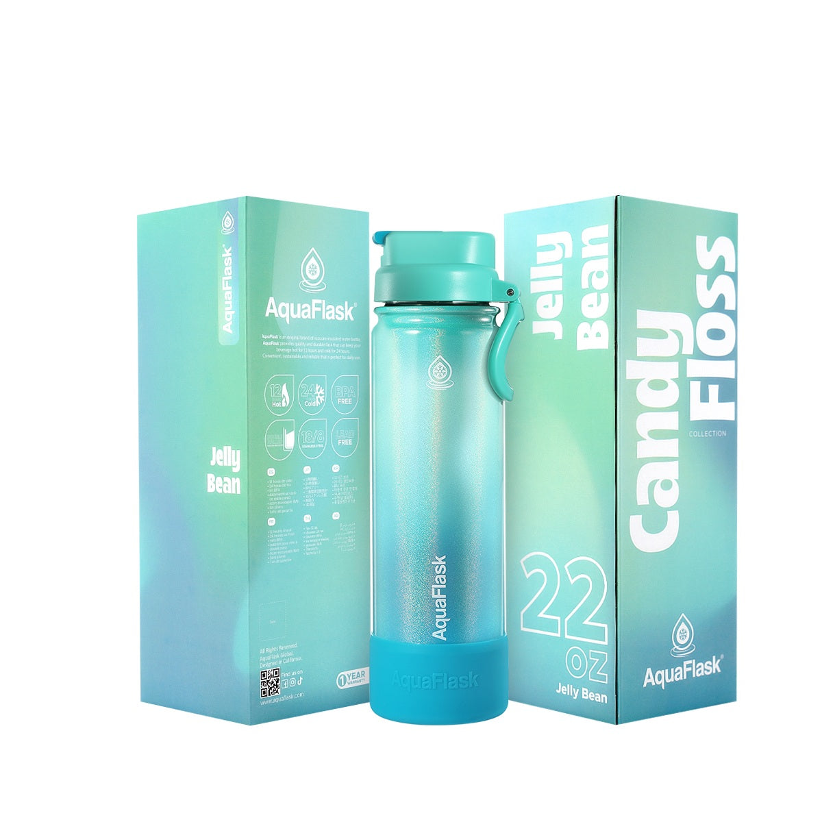 AquaFlask Candy Floss 22oz Insulated Stainless Steel Water Bottle – Hot & Cold, Leak Proof, Reusable Tumbler 