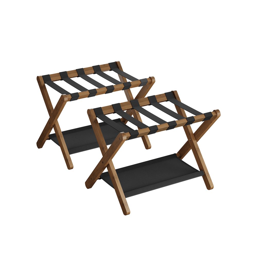 SONGMICS Folding Suitcase Stand with Storage Shelf 