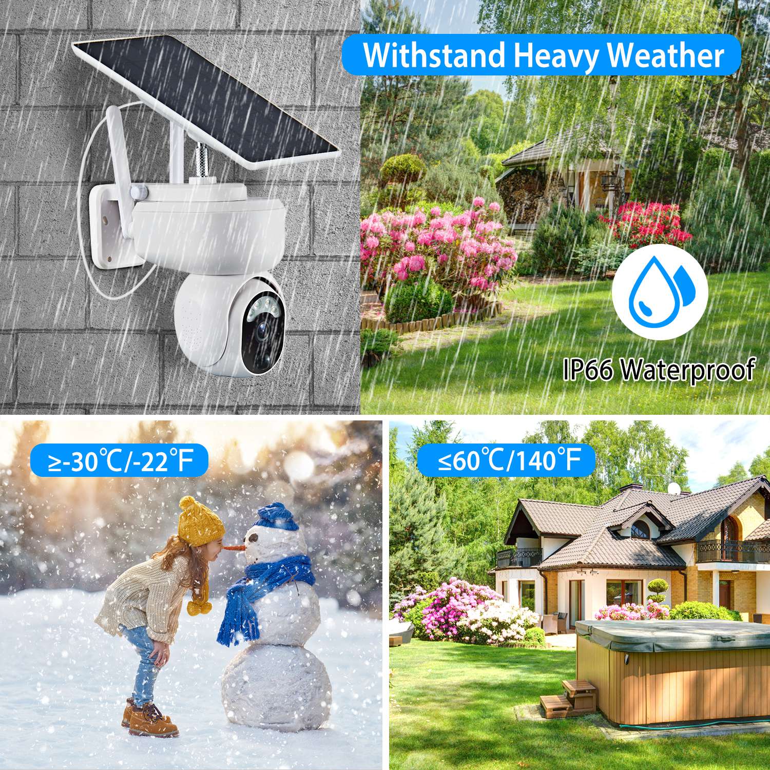 Solar WIFI Security Camera IP66 Waterproof USB Battery Powered 2.4G WiFi Wireless 1080P Surveillance Camera with Flood Light Night Vision Human Detect