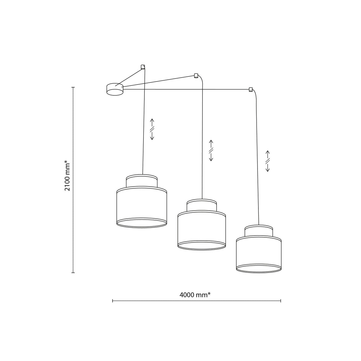 DUO White Adjustable 3-Light Pendant for Dining Table & Kitchen Island