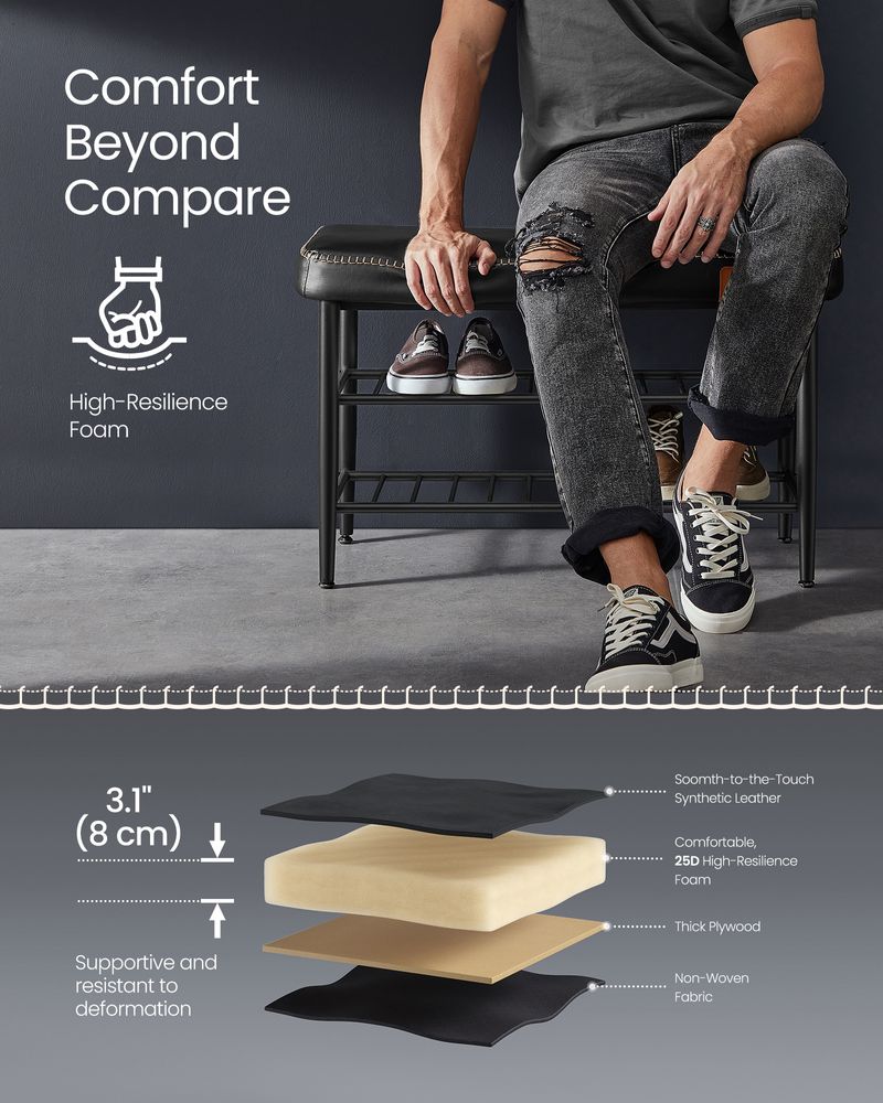 VASAGLE EKHO Collection - Shoe Bench with Metal Shelves 