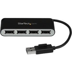 4 Port Portable USB 2.0 Hub w/ Built-in Cable - 4 Port USB Hub 