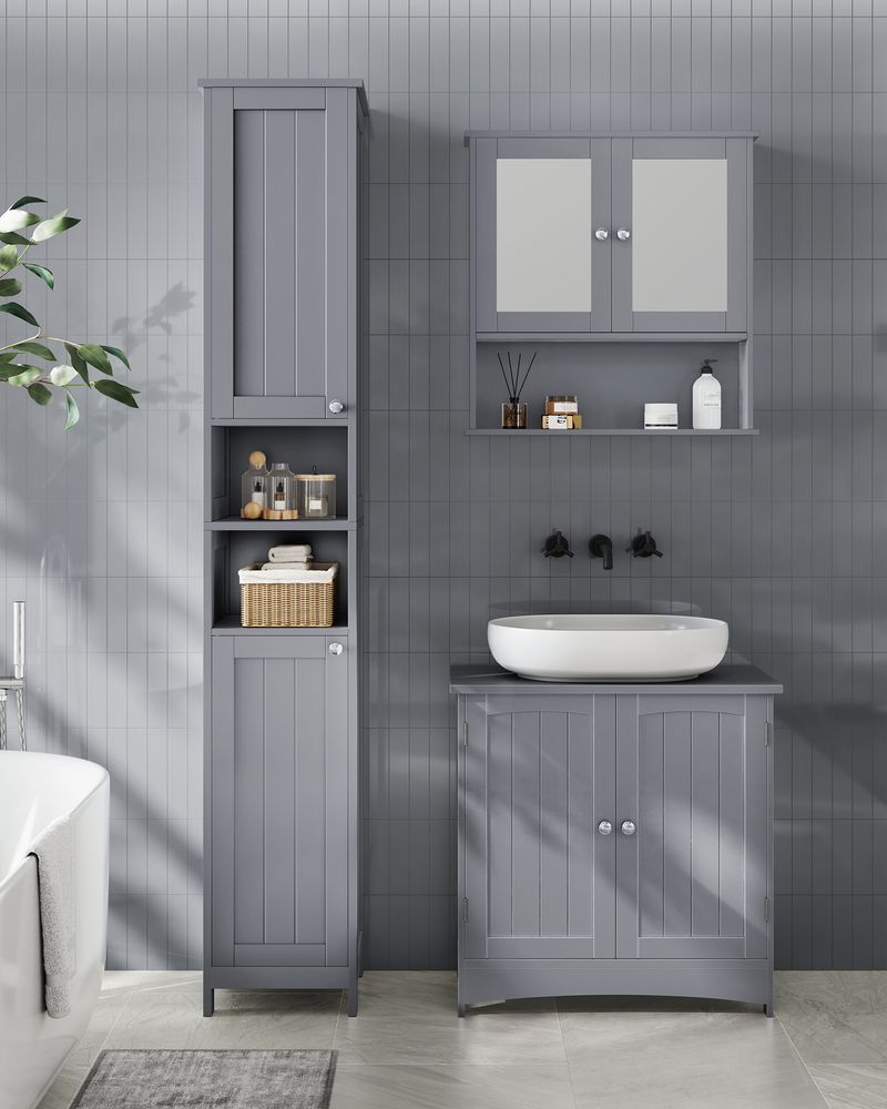 VASAGLE Tall Bathroom Cabinet with Lights 